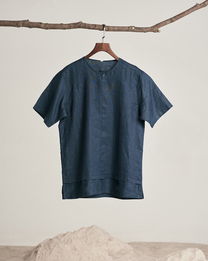 Men's Navy Linen Shirt