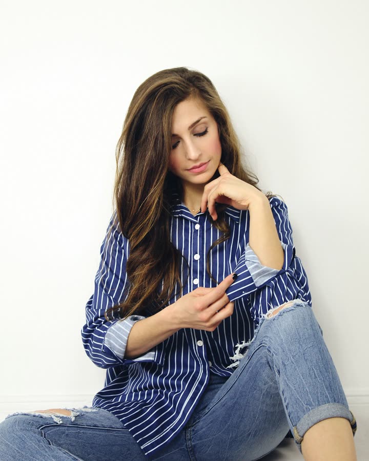 Women's Striped Blue Shirt