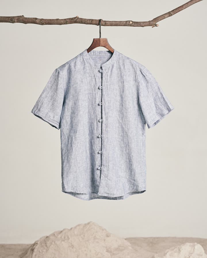 Men's Light Blue Linen Shirt