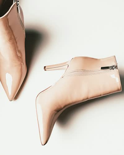 Women's Beige Heeled Ankle Boots