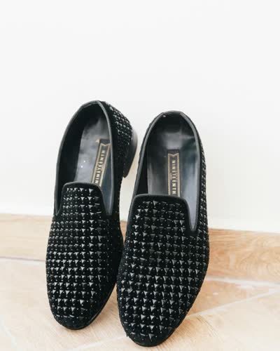 Women's Black Studded Loafers