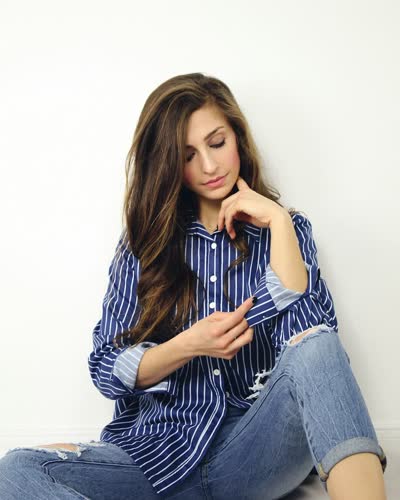 Women's Striped Blue Shirt