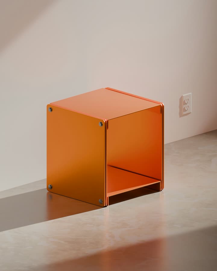 Orange Cube Side Table